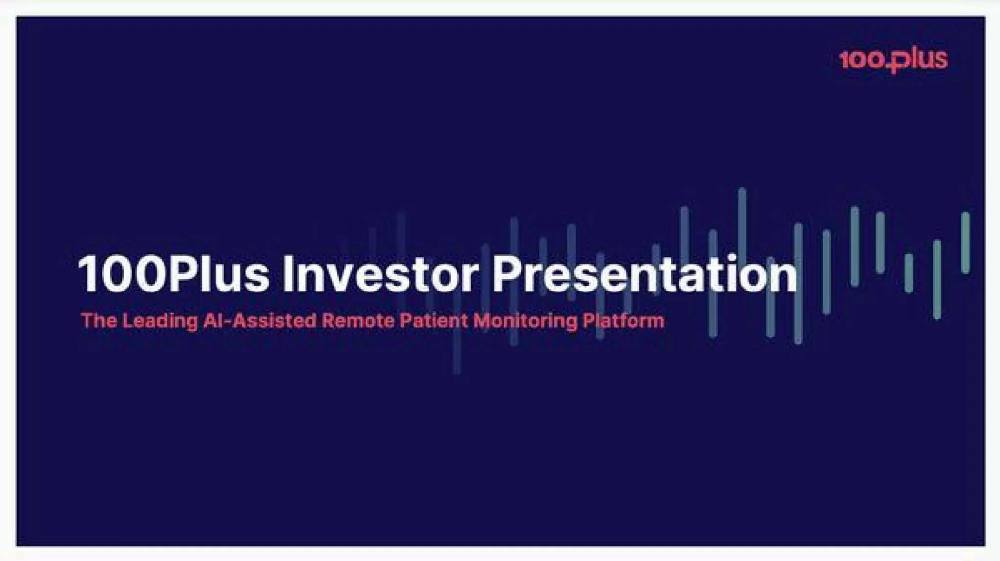 100Plus pitch deck, cover slide