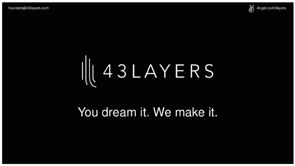 43layers pitch deck, cover slide