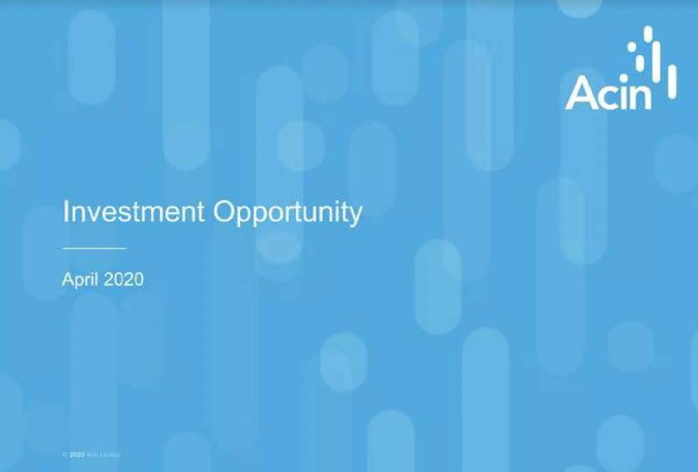 Acin pitch deck, cover slide