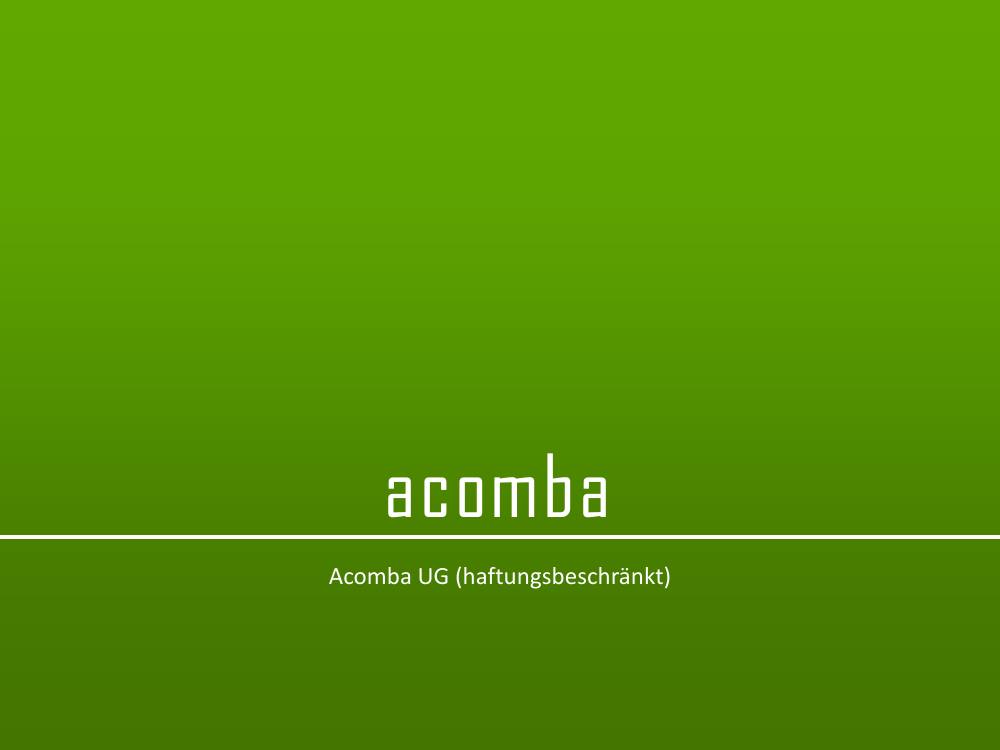 Acomba pitch deck, cover slide