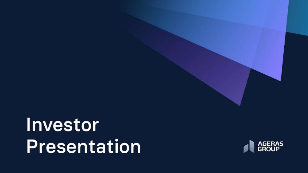 Ageras Group pitch deck, cover slide