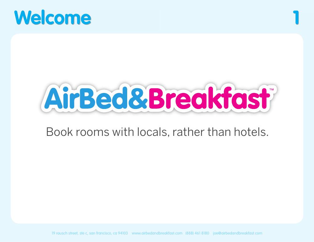 Airbnb pitch deck, cover slide
