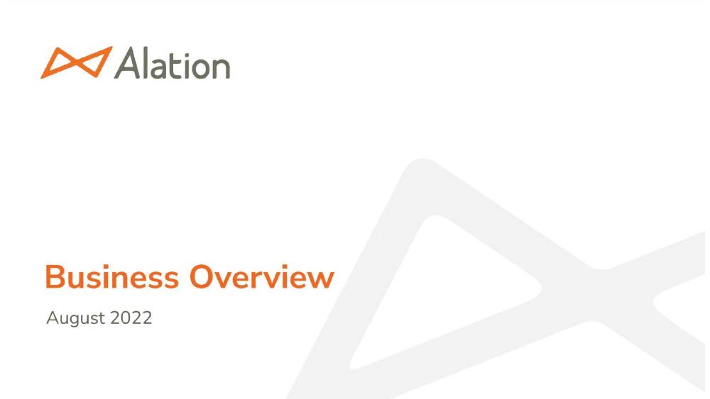 Alation pitch deck, cover slide