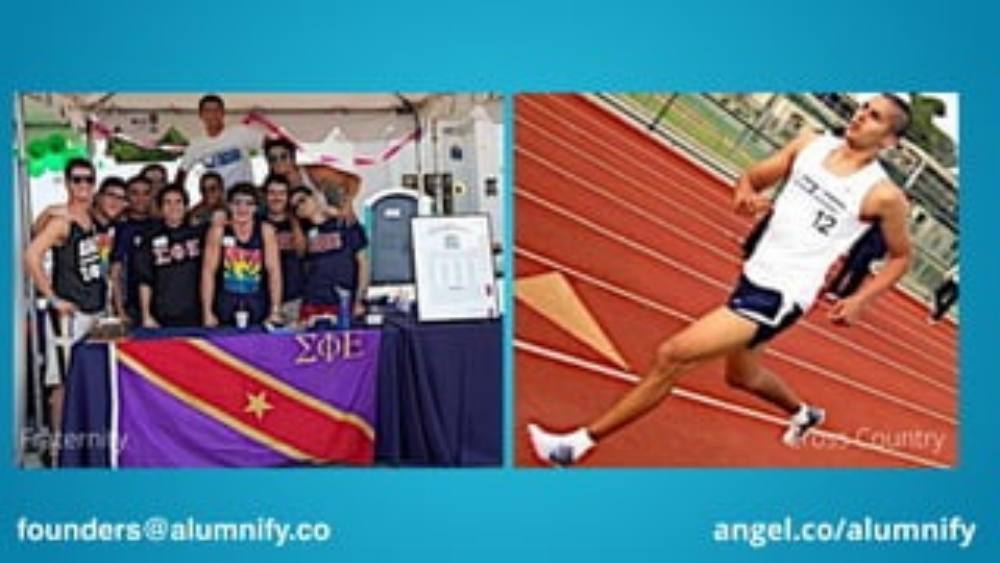Alumnify pitch deck, cover slide