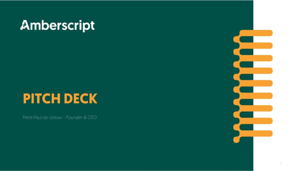 Amberscript pitch deck, cover slide