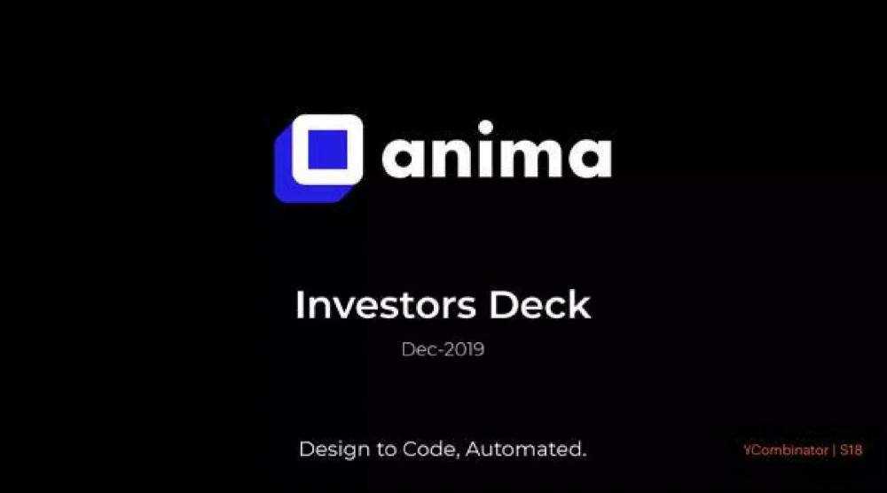 Anima pitch deck, cover slide