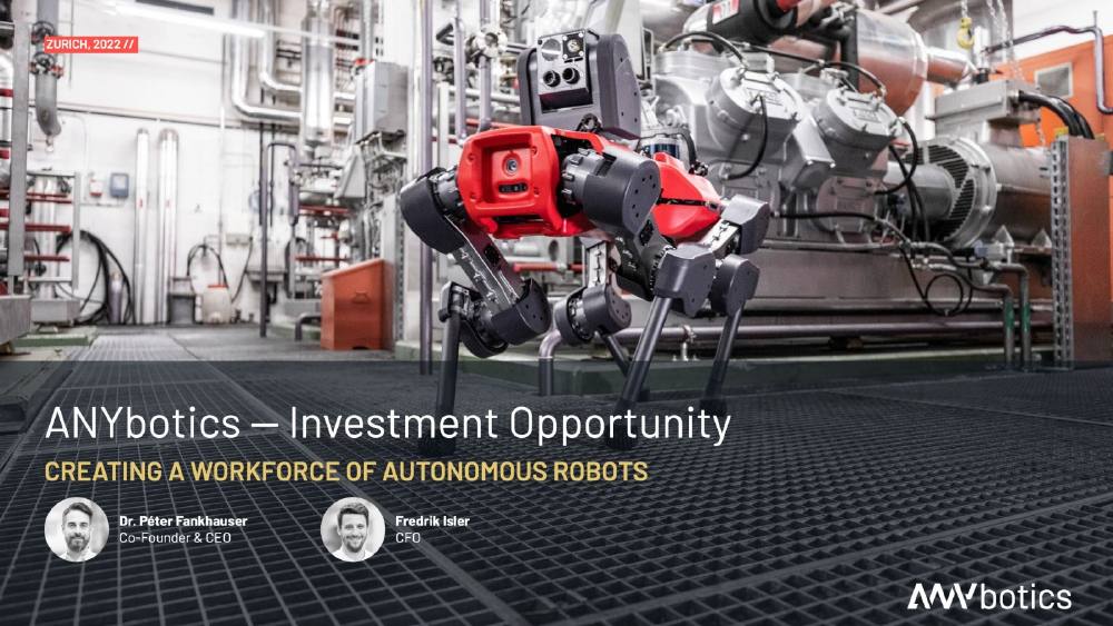 ANYbotics pitch deck, cover slide