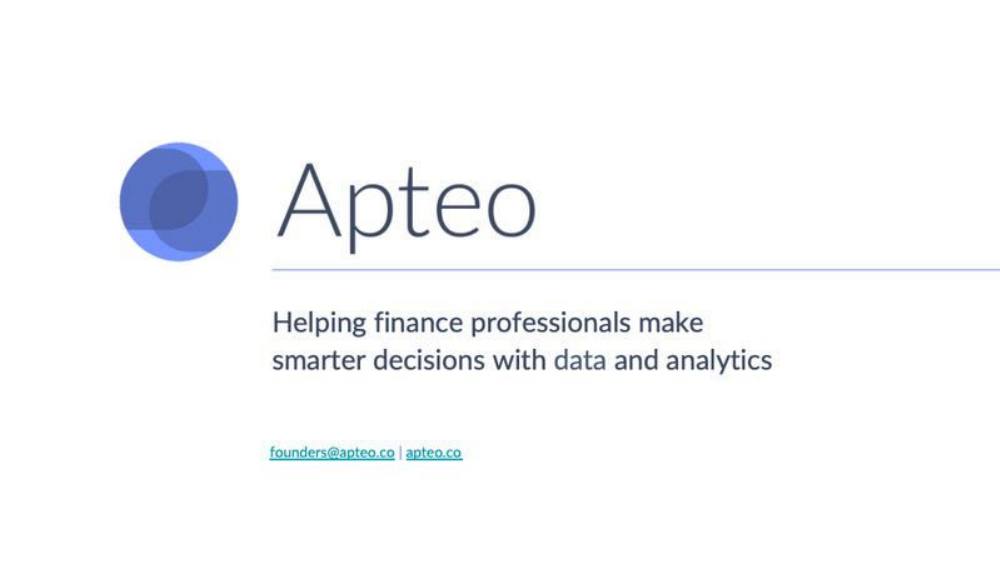 Apteo pitch deck, cover slide