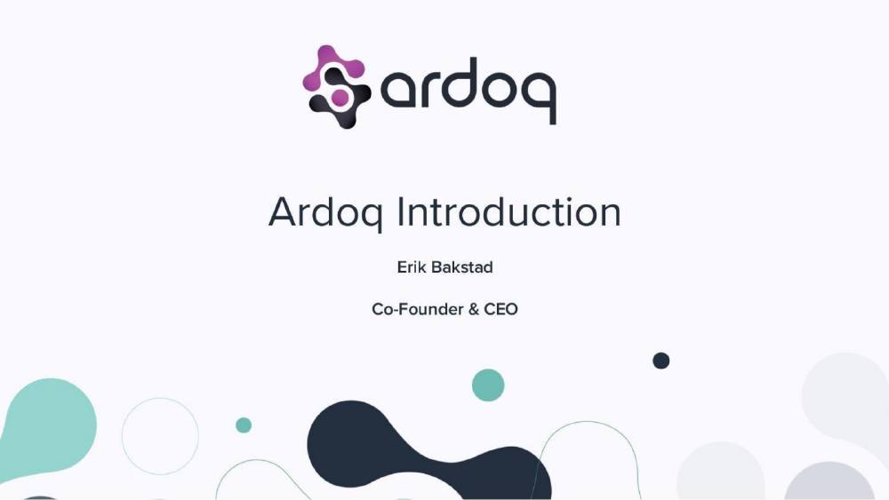 Ardoq pitch deck, cover slide
