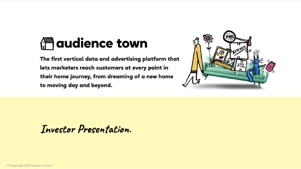 Audience Town pitch deck, cover slide