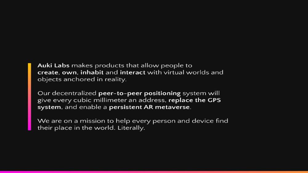 Auki Labs pitch deck, cover slide
