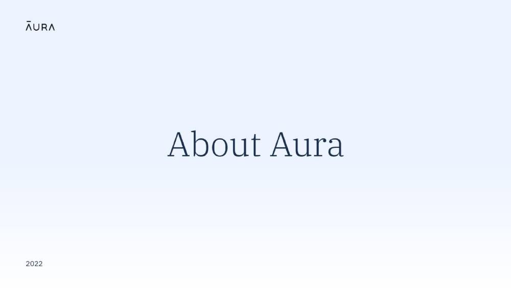 Aura pitch deck, cover slide