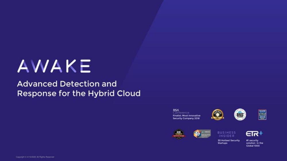 Awake pitch deck, cover slide