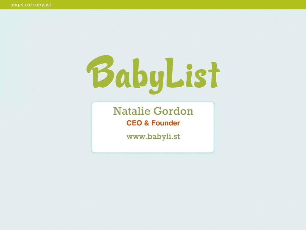 BabyList pitch deck, cover slide