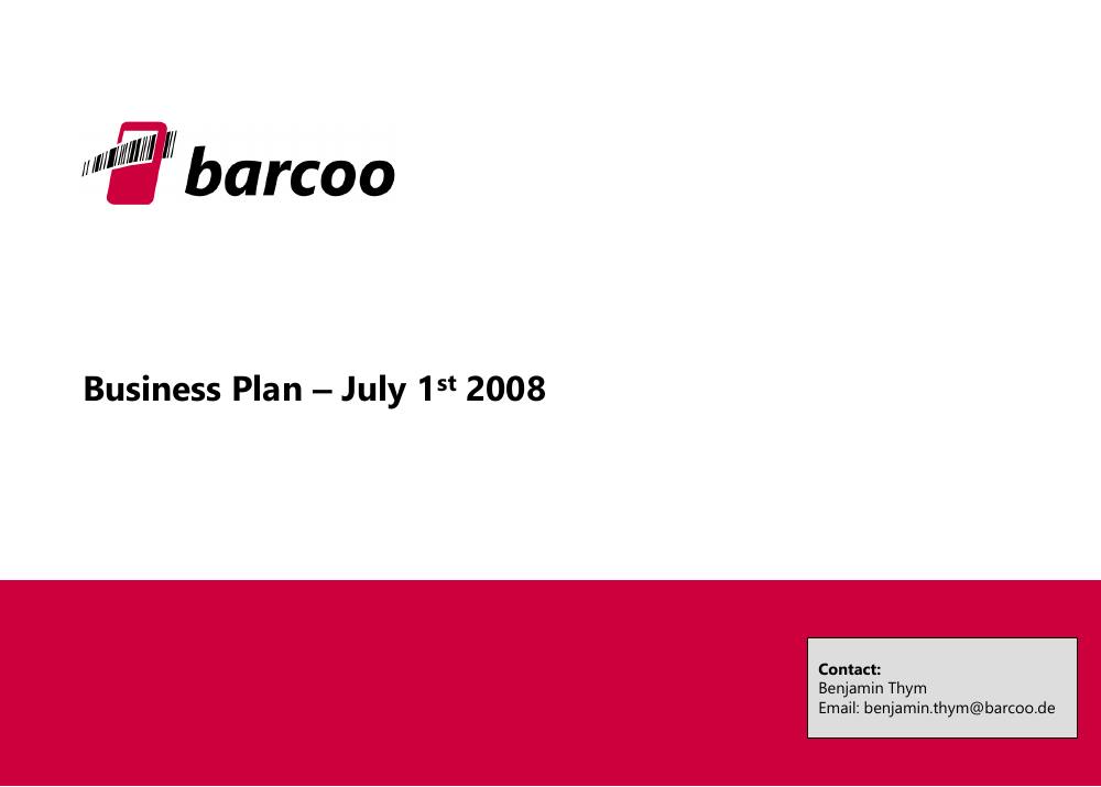 Barcoo pitch deck, cover slide