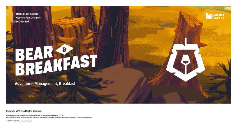 Bear  Breakfast pitch deck, cover slide