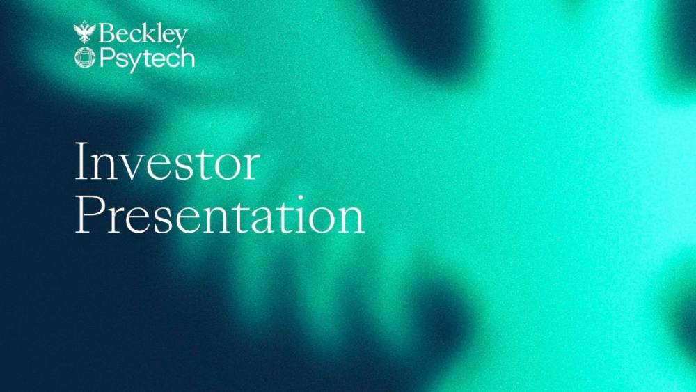 Beckley Psytech pitch deck, cover slide