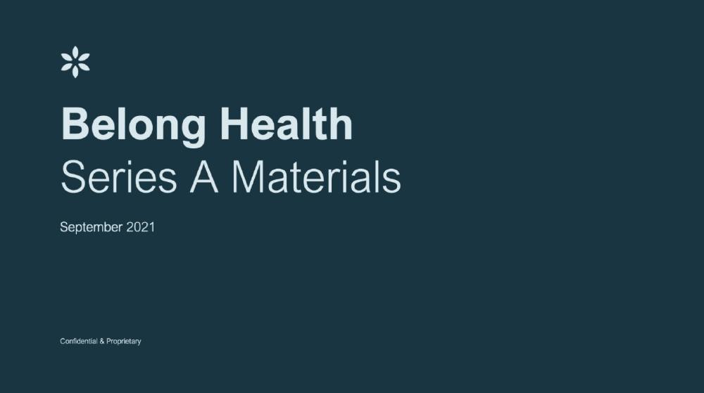 Belong Health pitch deck, cover slide