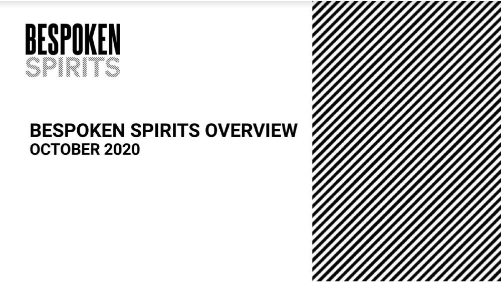 Bespoken Spirits pitch deck, cover slide