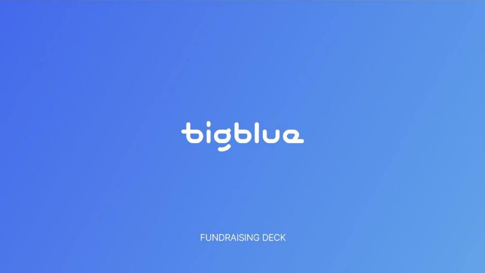 Bigblue pitch deck, cover slide