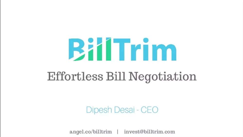 Billtrim pitch deck, cover slide