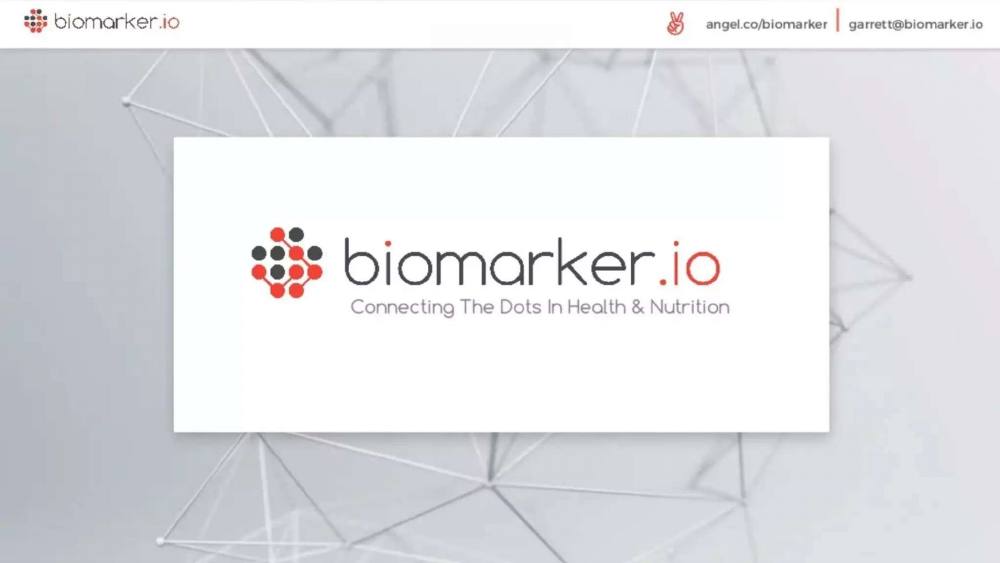 biomarkerIO pitch deck, cover slide
