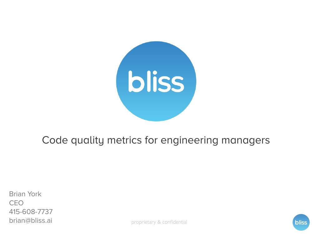Bliss pitch deck, cover slide