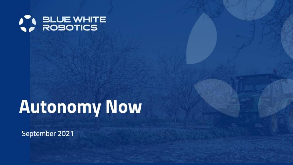 Blue White Robotics pitch deck, cover slide