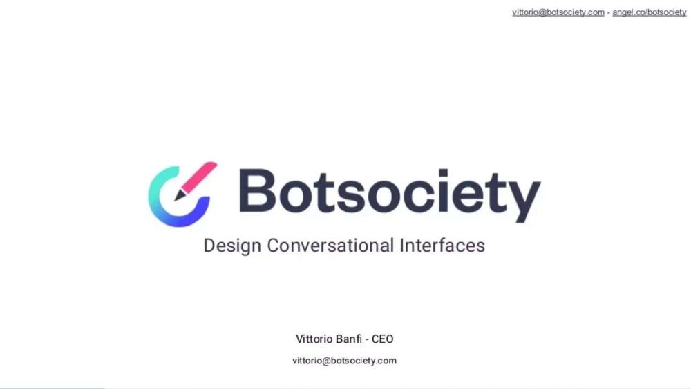 Botsociety pitch deck, cover slide