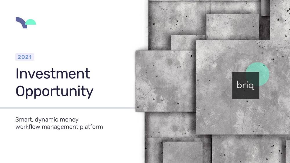 Briq pitch deck, cover slide