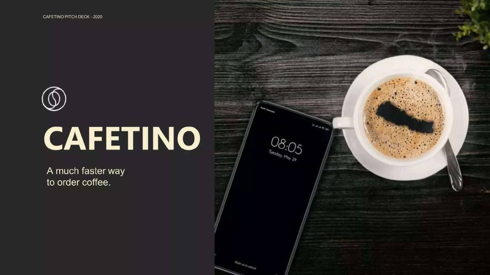 Cafetino pitch deck, cover slide