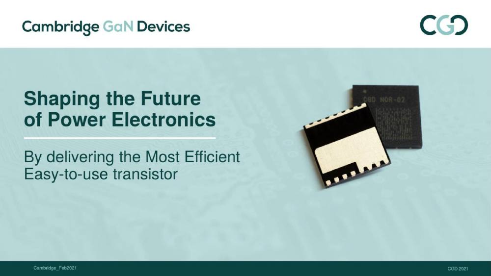 Cambridge GaN Devices pitch deck, cover slide