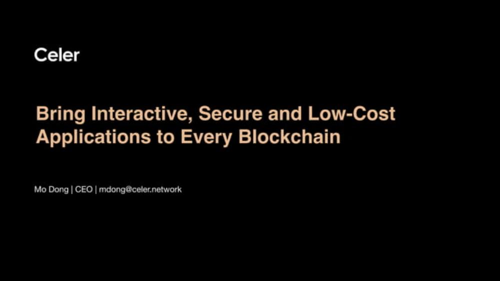 Celer Network pitch deck, cover slide