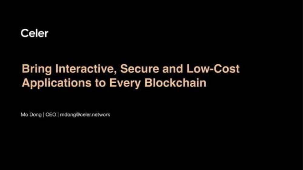 Celer pitch deck, cover slide
