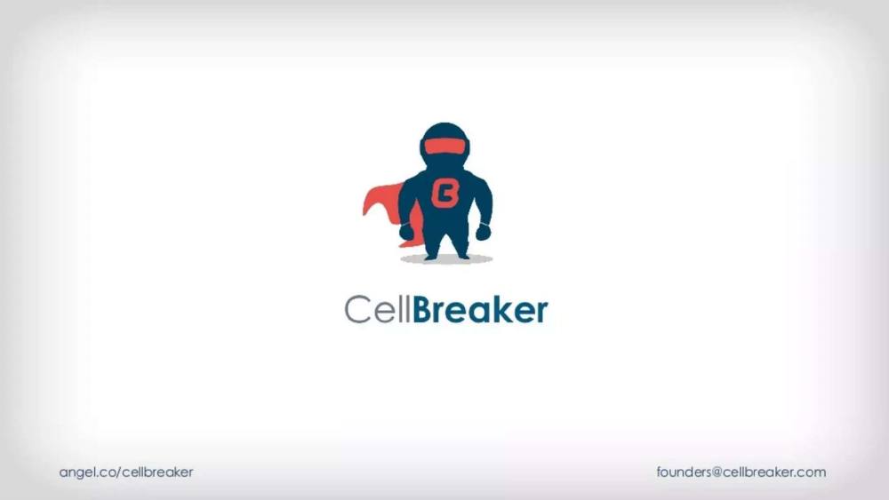 CellBreaker pitch deck, cover slide