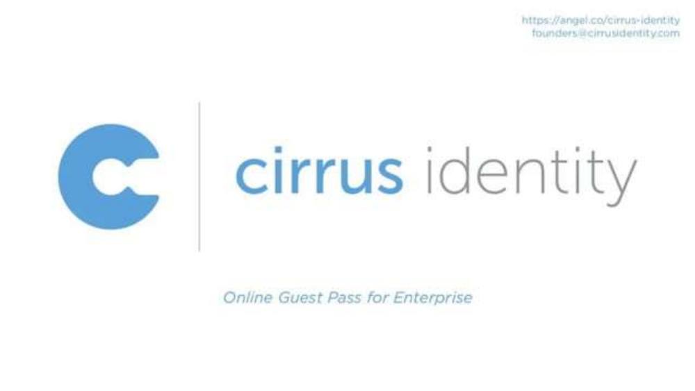Cirrus Identity pitch deck, cover slide