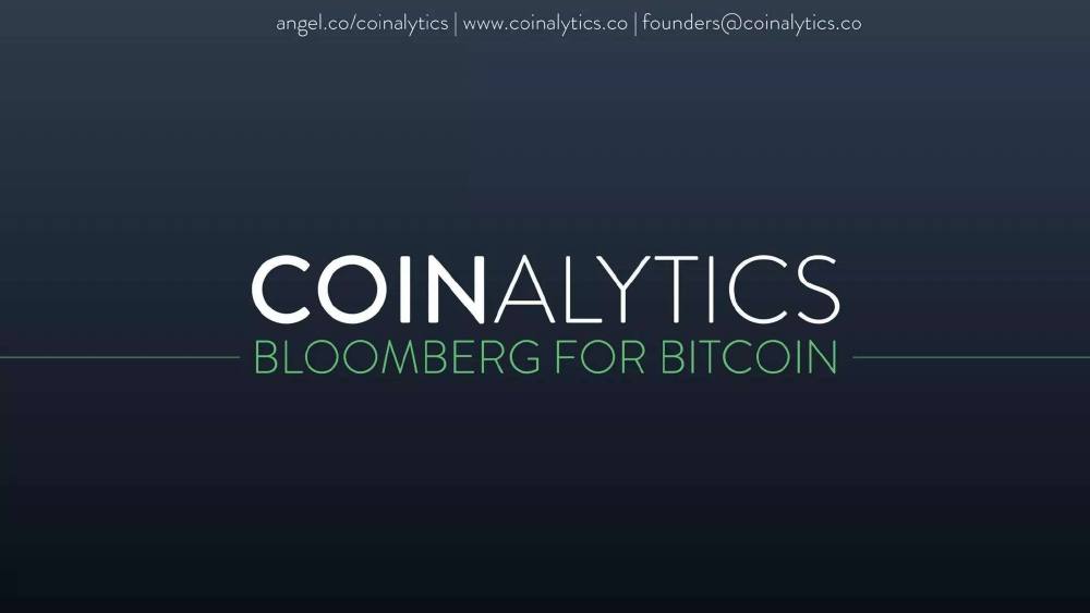 Coinalytics pitch deck, cover slide