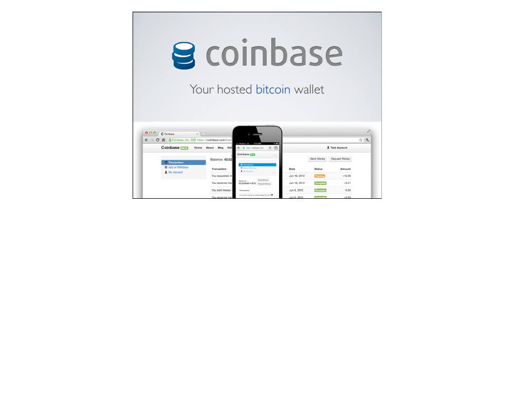 Coinbase pitch deck, cover slide
