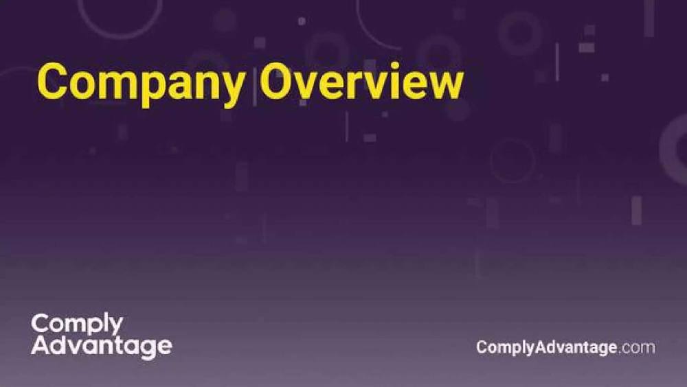 ComplyAdvantage pitch deck, cover slide