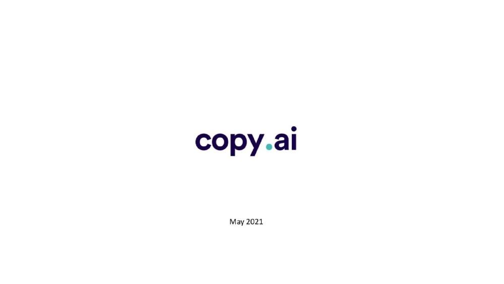 Copy.ai pitch deck, cover slide