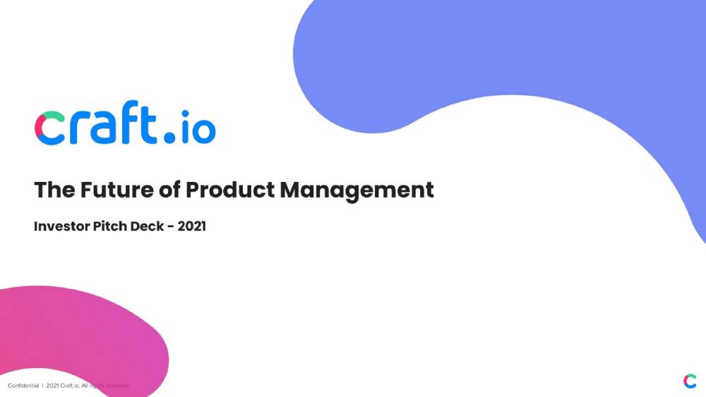 Craftio pitch deck, cover slide