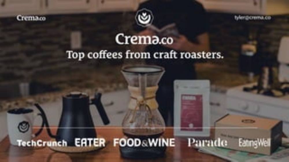 Crema pitch deck, cover slide