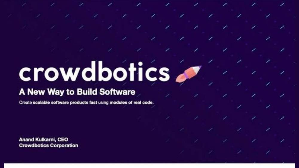 Crowdbotics pitch deck, cover slide