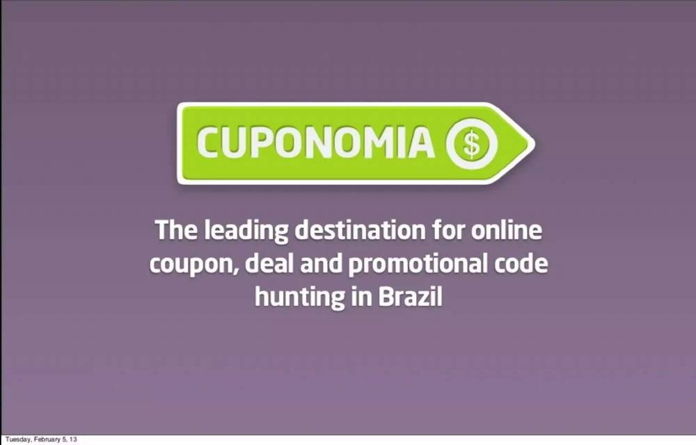 Cuponomia pitch deck, cover slide