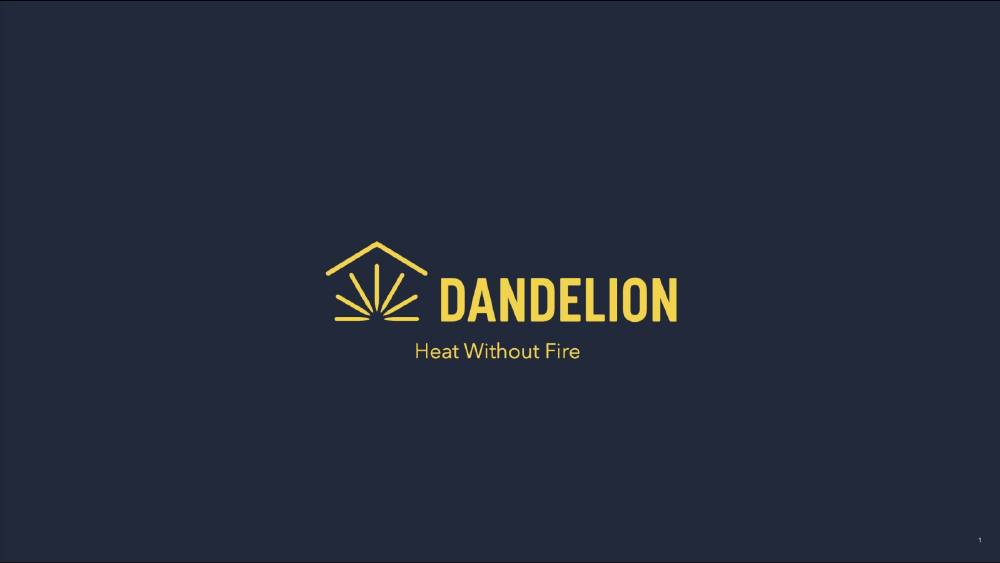 Dandelion Energy pitch deck, cover slide