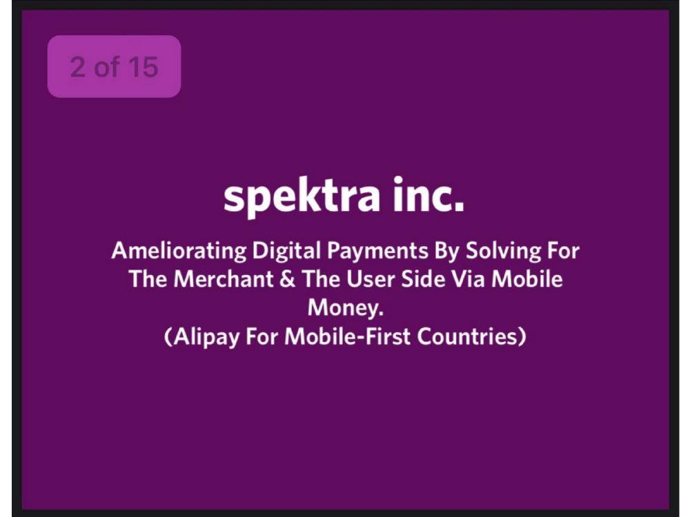 Dash formerly Spektra - 2018 pitch deck, cover slide
