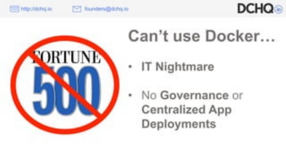 DCHQ pitch deck, cover slide