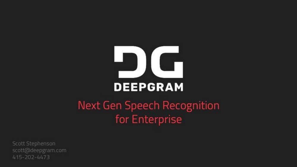 Deepgram pitch deck, cover slide