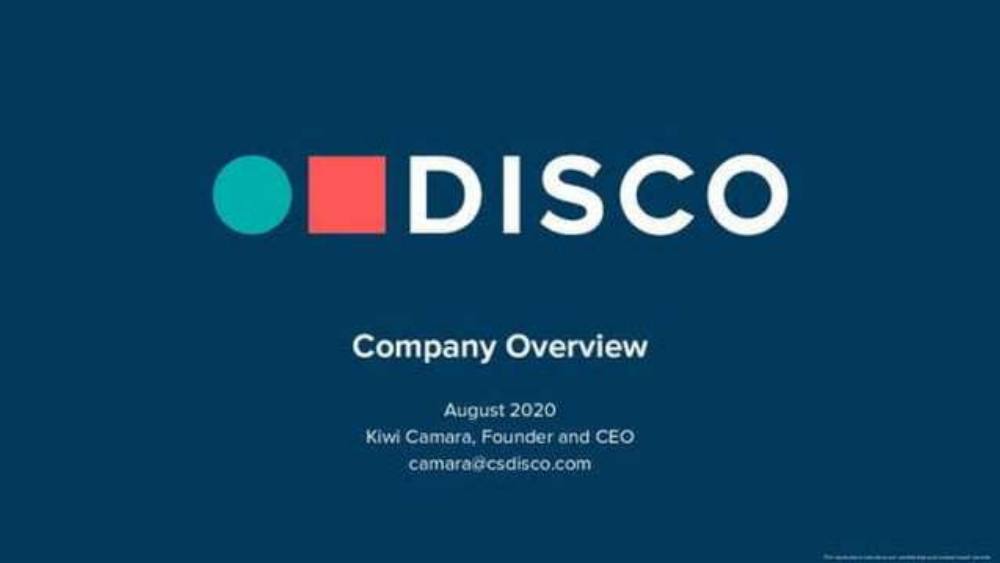Disco pitch deck, cover slide