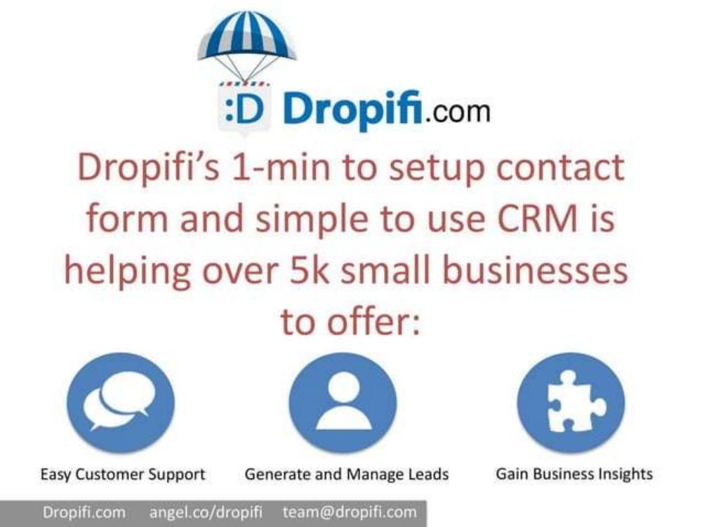 Dropifi pitch deck, cover slide